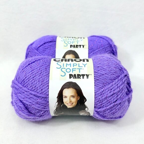 Caron Simply Soft Party "Grape Sparkle" Yarn - 2 New Skeins - Picture 1 of 5